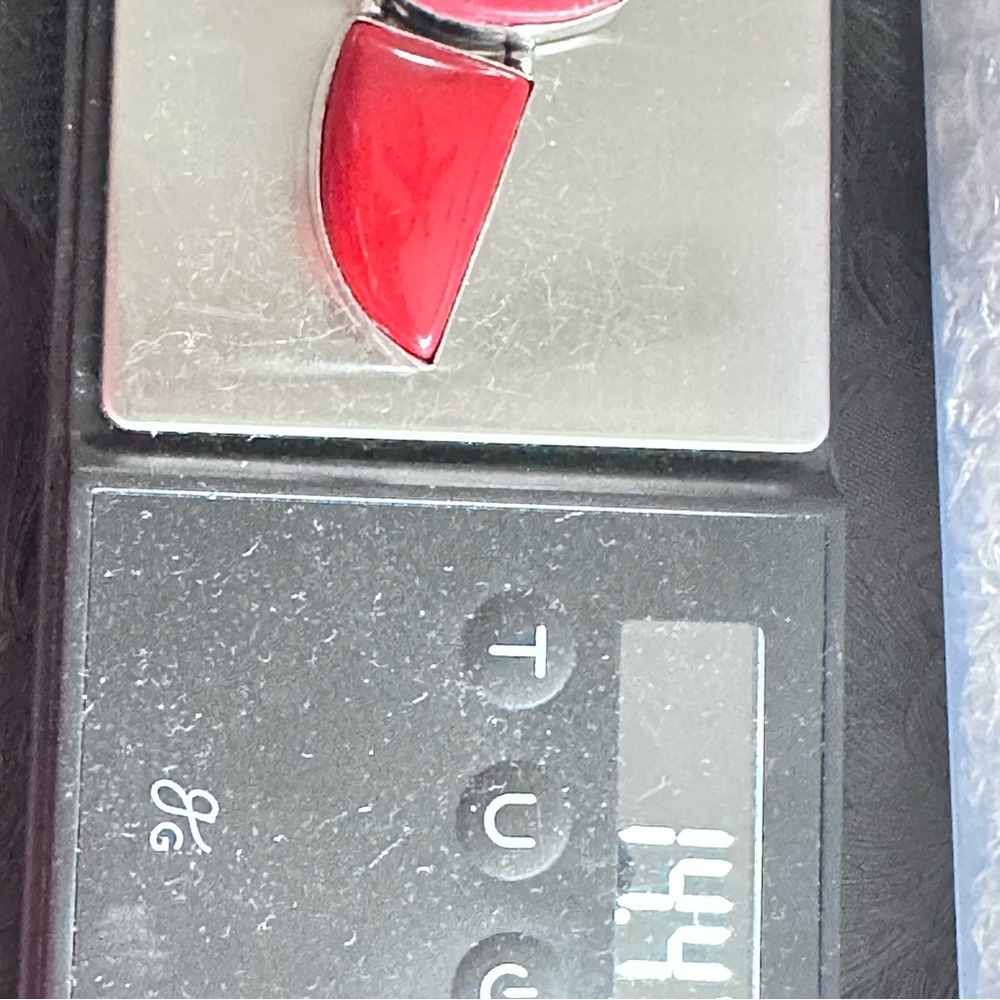 Artisan Handcrafted RED CORAL Three-Stone Silver Pendant 4330 - Picture 10 of 15